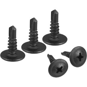 uxcell Phillips Head Self Tapping Screws, #8 x 1/2" Carbon Steel Self Drilling Sheet Metal Screw Black 500pcs