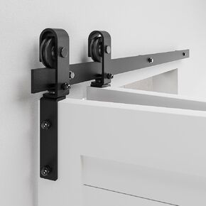 36" Bi-Folding Sliding Barn Door Hardware Track Kit,Smoothly&Quietly,Side Mounted Black Roller,Easy Install,Door Not Included [Fit Double 16" Bifold Doors]