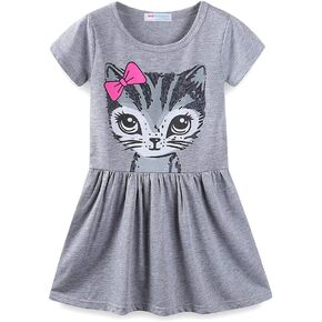 Mud Kingdom Little Girls Dresses Short Sleeve Summer Kitten Size 7-8 Black