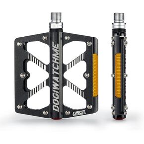 Mountain Bike Pedals MTB Pedals, 3 Bearing Non-Slip Aluminum 9/16" Bicycle Platform Pedals with Reflectors, CNC Machined Bicycle Wide Pedals for Road Mountain Bike (Black)