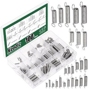 Keadic 100Pcs 25 Sizes Stainless Steel Extension Spring Assortment Set, 0.3/0.4/0.5/0.6/0.7/0.8/0.9/1/1.2mm Wire Diameter Small Mechanical Springs for Shop Home Repairs