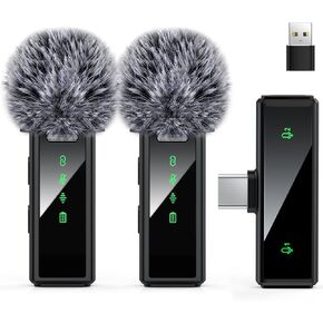 USB C Wireless Lavalier Microphone for Android, Mini Microphone for Video Recording, Vlog, YouTube, TikTok