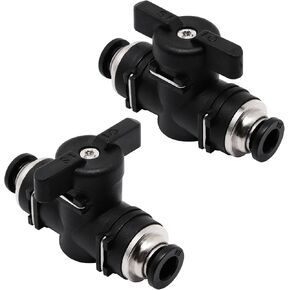 2 Pcs BVU-1/4" OD Push Connect Valve, Ball Valve Air Flow Control Valve Pneumatic Push to Connect Fitting, Quick Connect Valve Straight Union Valve Tube Fittings Air Compressor Valve