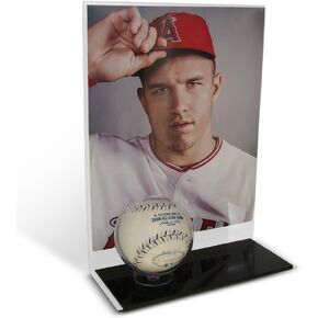 Acrylic Single Baseball Display Case with Vertical 8x10 Photo Holder