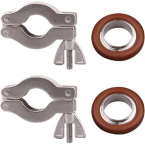 DERNORD KF-16 Wing Nut Clamp Flange Quick Clamp Stainless Steel 304 with Centering O-Ring （Pack of 2）