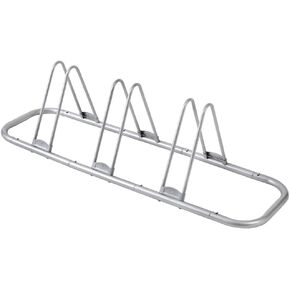 3 Bike Bicycle Floor Parking Adjustable Storage Stand, for Mountain MTB Road Bicycles Indoor Garage Storage, Silver