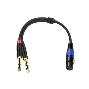 6.35mm Dual TRS to XLR Female Cable for Microphone, Mixer, Amplifier, 1.5 FT, Dual 1/4 TRS Male to XLR Audio Cable, Y Splitter Patch Cord, 3-Pin XLR to Dual 1/4 Male Converter Adapter Cable