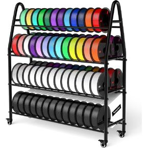 𝐘𝐮𝐦𝐤𝐟𝐨𝐢 3D Printer Filament Storage Rack for 90pcs, Rolling Filament Spool Holder, Heavy Duty Metal Shelf for ABS/PLA/TPU/Nylon, 3D Printing Accessories for Studio Office Workshop
