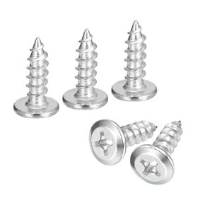 uxcell M4x20mm Flat Head Wood Screws, 25Pcs 304 Stainless Steel, Phillips Drive, Round Head, Self Tapping Screws for Woodworking, Furniture, and DIY Projects