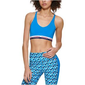Tommy Hilfiger Sport Womens Logo Fitness Sports Bra Blue S