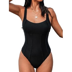 CUPSHE Women's One Piece Swimsuit Tummy Control Bathing Suit Sculpt Slimming Scoop Neck