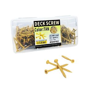 Tan #8 * 1"-500pcs.Deck Wood Screws, Box Deck Screws,Rust Resistant, External epoxy Coating, Outdoor Deck Screws, T25 Star Drill,2bit.