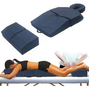 Amethyst Lake Pregnancy Massage Cushion with Headrest – Full Body Prenatal Bolster Positioning System – Ideal for Lower Back Pain and After Breast Surgery - Black