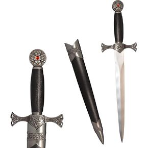 15 Inch Short Medieval Western Sword Metal with Sheath, for Stage Props, Ornaments, Collectible Displays.