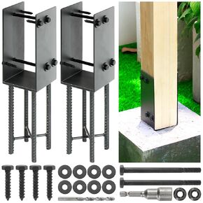 Stainless Steels 6"x6"(Actual 5.5"x5.5") Wet Concrete Foundation U-Shape Post Base Holder, for Gazebo and Other Post Structure Pole Construction Ground Post Bracket Base (1pack-Dark Gray)