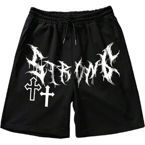 SHENHE Men's Graphics Print Shorts Drawstring Waist Workout Track Streetwear Shorts with Pocket