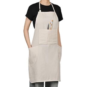 KEVIN&SASA CRAFTS Painting Apron for Men and Women, Professional for Acrylic, Oil and Watercolor Painting, With 3 Pockets, Adjustable Cotton Canvas Bib Apron