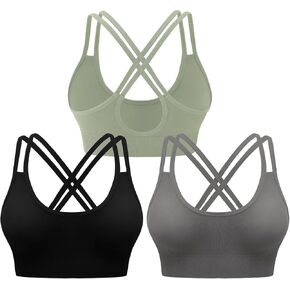 Sykooria Cross Back Sports Bra for Women High Support Padded Workout Tops Packs Gym Fitness Running Yoga Bras