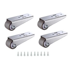 1 Inch Rubber Casters Wheels Set of 4, Low Profile No Swivel Mini Castor Wheels with Screws for Wooden Furniture, Cabinet and Drawers