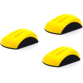 3 Pack - Ergonomic "Mouse" Hand Sanding Block for 5" Hook and Loop Discs for Sanding Moldings, Woodworking, Auto Body, Painting and Crafts