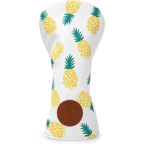 Golf Club Covers Pineapple Embroidery Driver Headcover Fariway Wood Headcover Hybrid Cover Leather Golf Head Cover for Most Brand