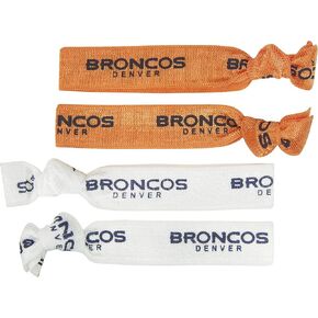 Aminco NFL Denver Broncos Elastic Hair Ties, 4-Pack, Blue, 5