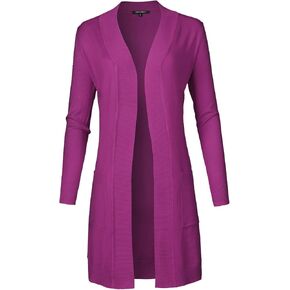Women's Solid Soft Stretch Long-line Long Sleeve Open Front Knit Cardigan