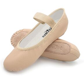 Adult Leather Ballet Shoes, Elastic Casing, Full Sole Slipper, Brittany - SD69L