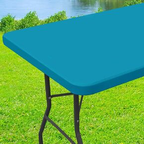 Spandex Picnic Table Cloth, Elastic Fitted Tablecloths for 6 Foot Rectangle Tables, Stretch Washable Patio Table Cover for Outdoor, Camping, Banquet and Parties (White, 30"x72")