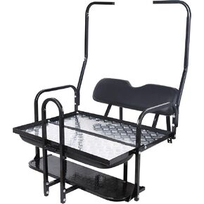 Flip Folding Rear Back Flip Seat Kit Compatible with 1982-2000.5 Club Car DS Golf Cart W/Free Grab Bar & Roof Support