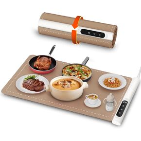 Nwise Warming Mat for Food, Upgrade Graphene Full Surface Rapid Heating, Electric Warming Tray with 6 Temperature Settings and Timing Function, Portable Food Warmers for Parties Buffet, Black