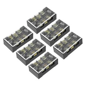 3 Positions Dual Rows 600V 25A Terminal Strip Blocks Barrier Screws (with Cover), [for Wires Connecting, Electronic Circuits] - 6 Pack/Black/TB-2503L