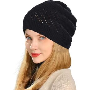 Thin Crochet Beanie Hat for Women Summer Winter Fall Mesh Slouchy Knit Hats Lightweight Crochet Caps