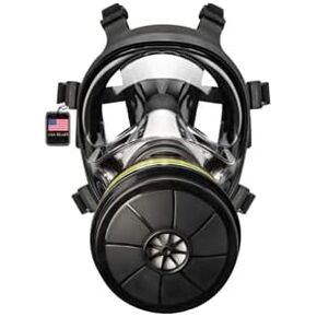Parcil Distribution NB-100V Tactical Gas Mask with Voice Amplifier - Full Face Respirator with Central 40mm Defense Filter