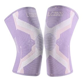 Knee Brace for Women & Men - 2 pack, Knee Compression Sleeve Women for Knee Pain, Knee Support, Knee Sleeves for men Running Knee Pain, Arthritis Pain Relief, Meniscus Tear, Joint Pain Relief, Running, Walking, Gym, Basketball, Volleyball, Sports Purple M