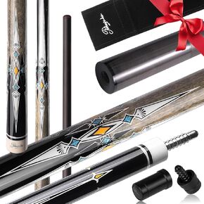 Carbon Fiber Pool Cue, 12.5mm Tip Low Deflection Billiard Cue Sticks Pool Sticks, 58" Pool Cues with Velvet Bag, 19-19.5oz