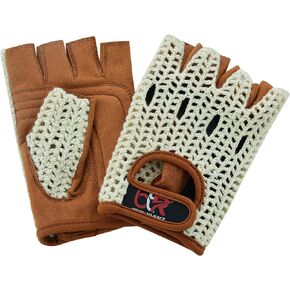 Men's Chauffeur Half Finger Padded Gloves - Driving, Motorbike, Cycling, Gym, Wheelchair, Crochet Back