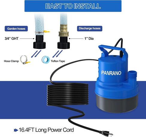 Submersible Water Pump 1/5 HP 1000GPH Utility Pump Small Sump Pump for Pool Tub Garden Pond Draining in Saudi Arabia
