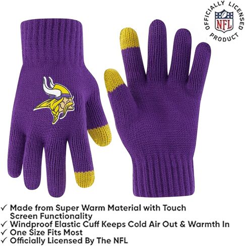 Ultra Game Adults Unisex NFL Official Super Soft Winter Beanie Knit Hat With Extra Warm Touch Screen Gloves in Saudi Arabia