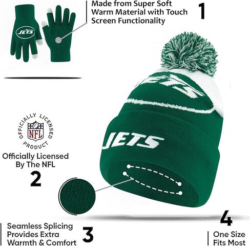 Ultra Game Adults Unisex NFL Official Super Soft Winter Beanie Knit Hat With Extra Warm Touch Screen Gloves in Saudi Arabia