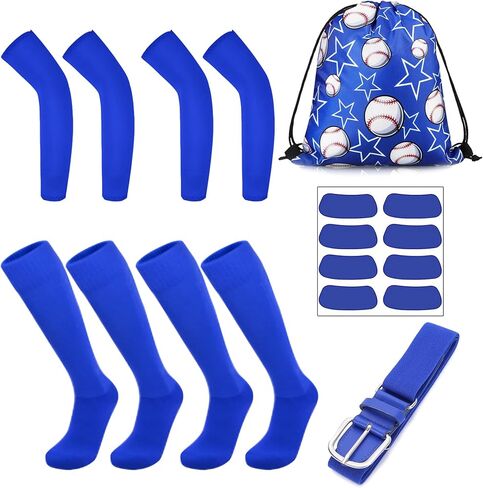 Youth Baseball Softball Socks Arm Sleeves - Baseball Belt Combo Set,Drawstring Bag,Face Stickers Boys Girls in Saudi Arabia