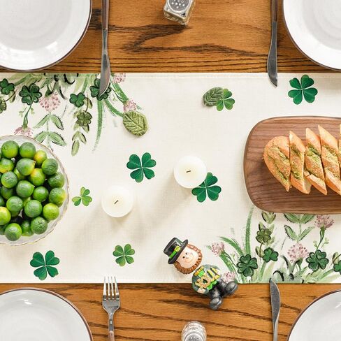Artoid Mode Cross Clover Shamrocks St. Patrick's Day Table Runner, Not Lucky Just Blessed Kitchen Dining Table Decoration Home Party Decor 13x72 Inch in Saudi Arabia
