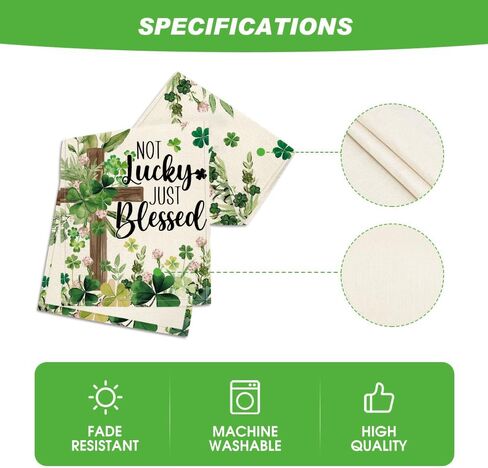 Artoid Mode Cross Clover Shamrocks St. Patrick's Day Table Runner, Not Lucky Just Blessed Kitchen Dining Table Decoration Home Party Decor 13x72 Inch in Saudi Arabia