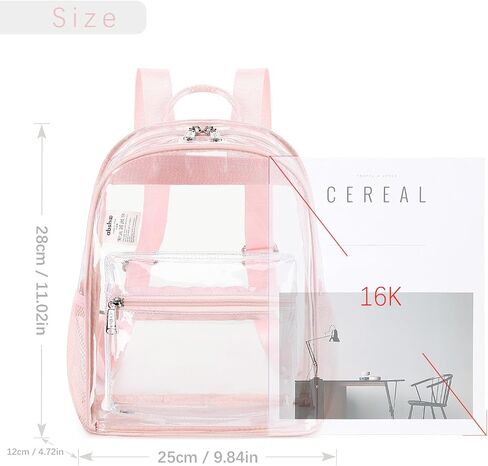 abshoo Clear Mini backpack Stadium Approved 12x12x6 Clear Bag Transparent Small Backpacks (Pink) in Kuwait