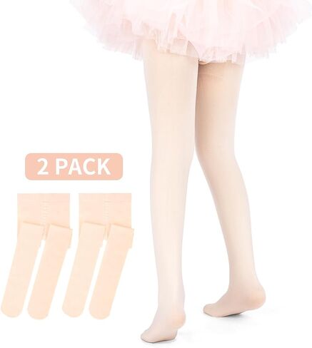 Ballet Tights for Girls, Ultra Soft Pro Footed Dance Tights, 2 Pack (Toddler/Little Kid/Big Kid) in Saudi Arabia