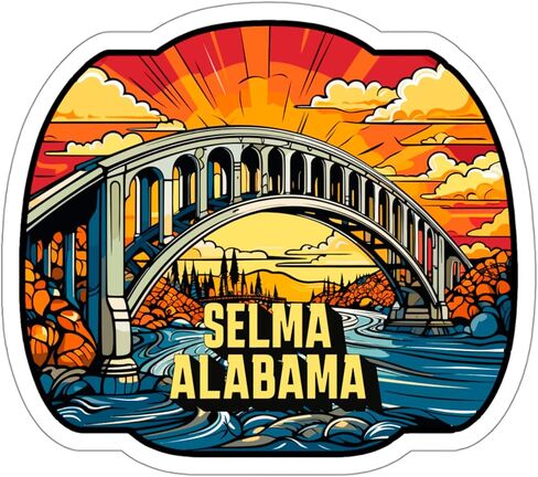 Selma Alabama Sticker Travel Weatherproof Souvenir Decal Vinyl Small Waterproof for Water Bottle Mug Passport Notebook Laptop Computer Phone Car Stickers Size 4" ID44990 in Saudi Arabia