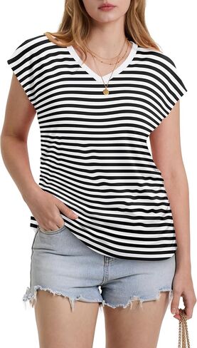Wiholl Womens Summer Tops Dary Disy Cap Cap Sleeve T for Women v Neck Ruched Tops Basic Tank Strendy in Kuwait