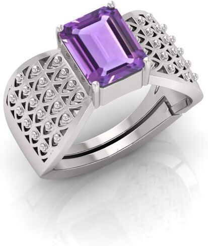 11.25 Carat Natural Amethyst (Katela) Silver Plated Promise Ring for Men And Women's in Saudi Arabia