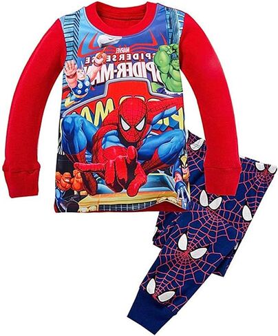 N'aix Little Boys Cotton Pajamas Kid's Cartoon Sleepwears Super Hero Pjs 2 Piece Set (Long Sleeve-Superman-1, 5T) in Saudi Arabia