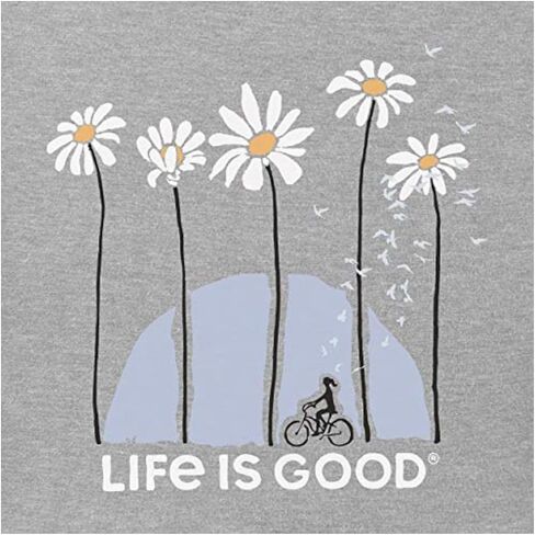 Life is Good Women's Crusher Tee, Short Sleeve Cotton Graphic T-Shirts, Towering Daisies Bike in Saudi Arabia